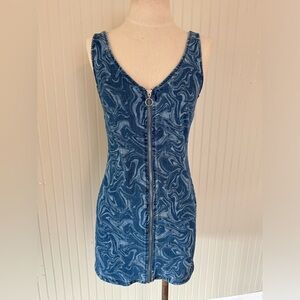 Derek Heart 60’s Style Denim Zip-Up Mini Dress